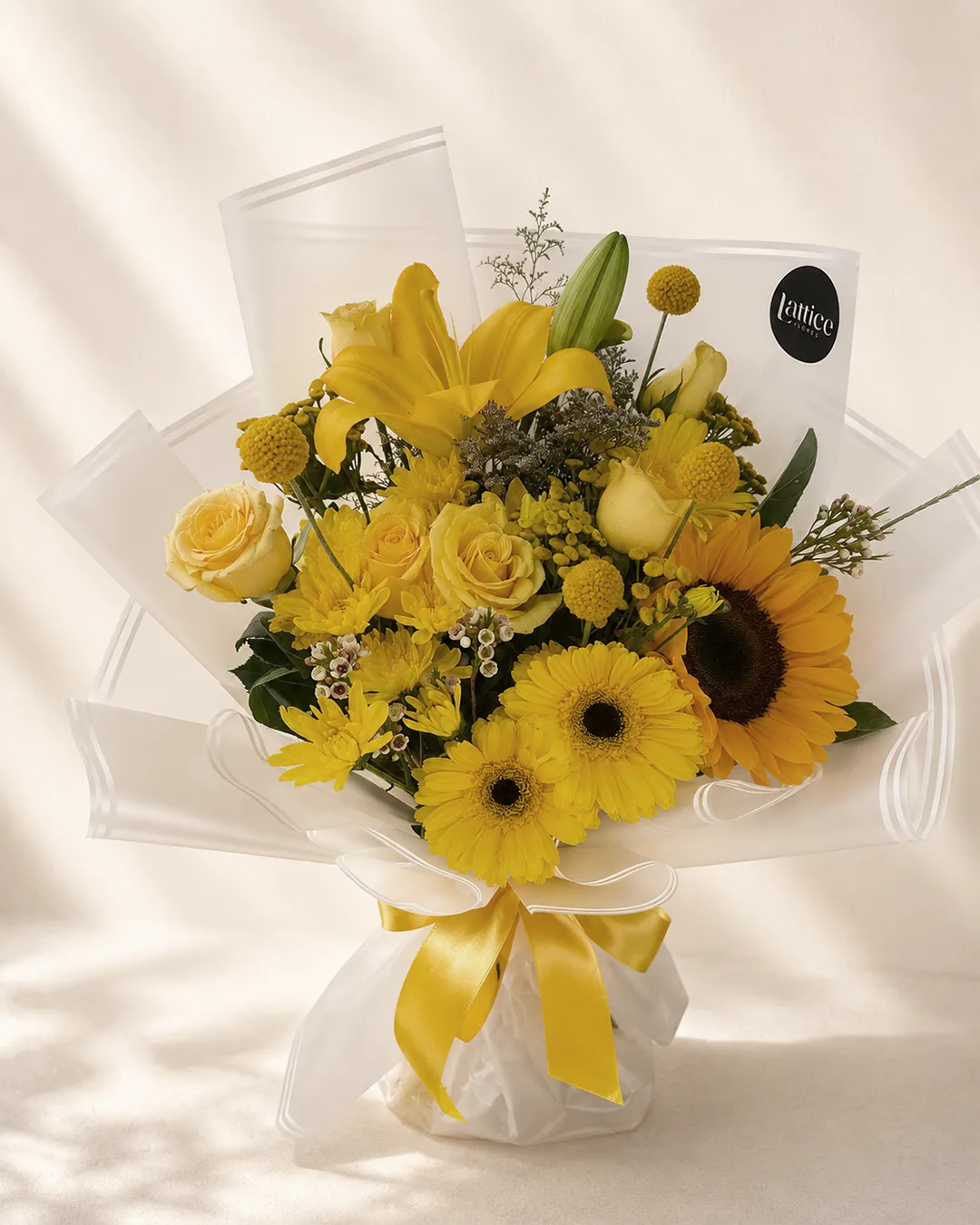 Ramo de Girasol, Rosas y Lirio Amarillo