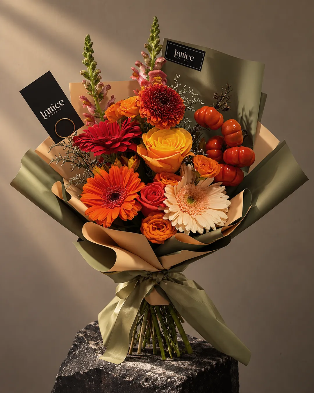 Ramo Otoñal con Gerberas, Rosas y Calabazas | Lattice Flores