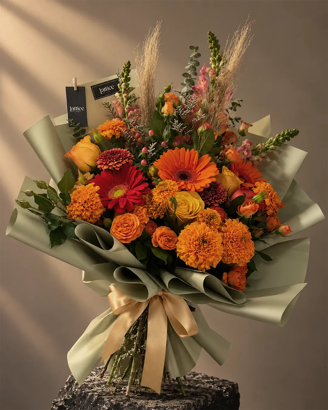 Ramo de Cempasúchil, Rosas y Gerberas Otoñales | Lattice Flores